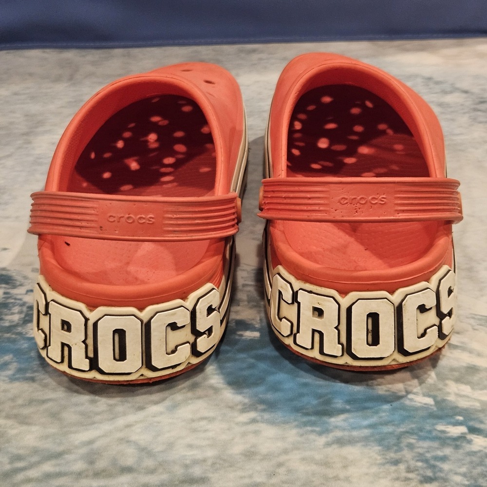 Crocs Crocband Red Clogs Men's 10 Women's 12 Slip On Shoes Fair Condition - Picture 4 of 9